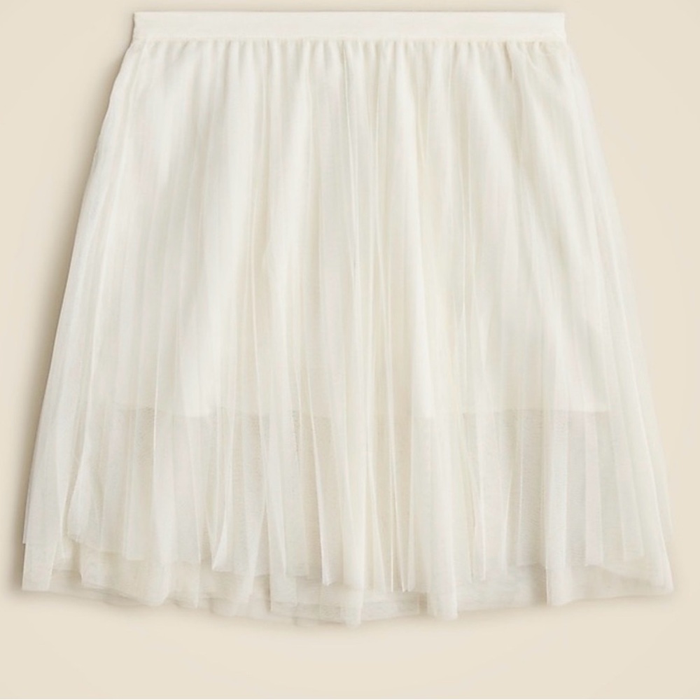 Crewcuts Ivory Pleated Tulle Skirt- size 6-7